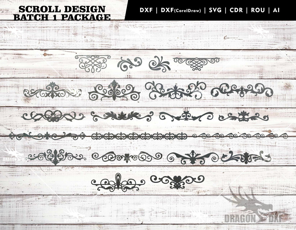Scroll Design Batch 1 Package (21 Designs) - Plasma Laser DXF Cut File ...