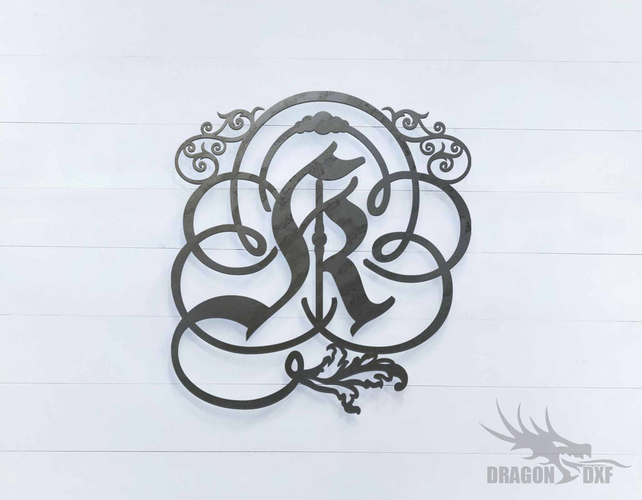 Scroll Design 1 with Initial "K" - DXF Download
