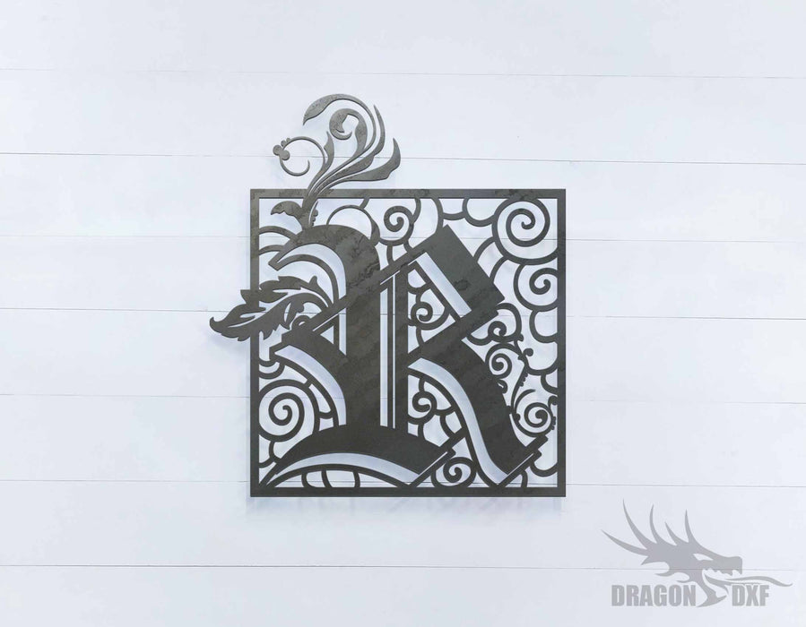 Scroll Design 2 with Initial "K" - DXF Download