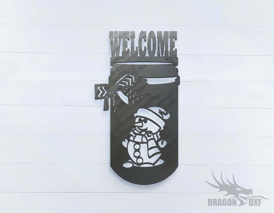 Snowman Welcome Sign - DXF Download