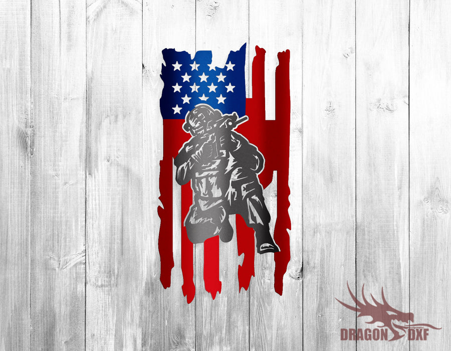 Soldier with American Flag 5- DXF Download