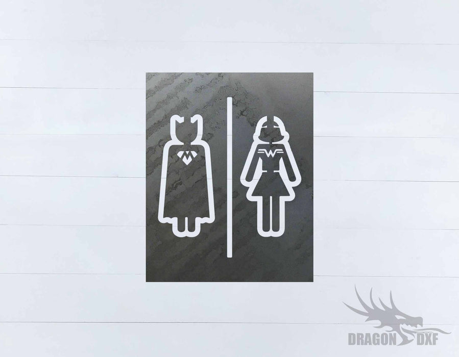 Toilet Sign-Batman Wonderwoman - DXF Download