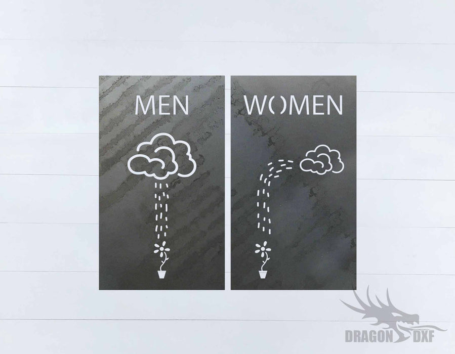 Toilet Sign-MenWomenCloudFlower - DXF Download