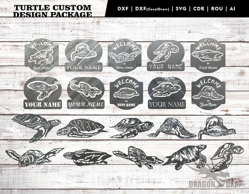 Turtle Custom Design Package (20 Designs) - Plasma Laser DXF Cut File
