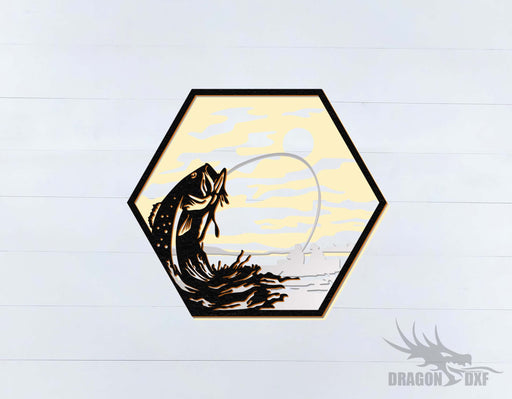 Two Men Fishing Rainbow Trout - DXF Download