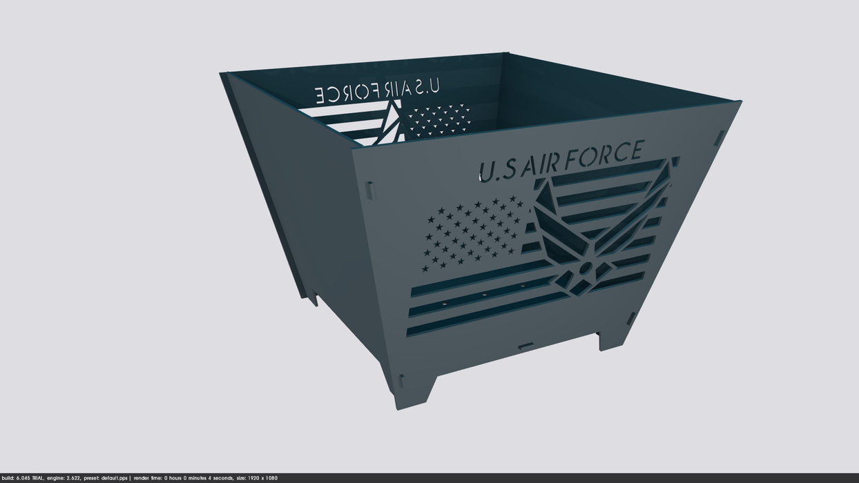 Collapsible Customize Fire pit US Airforce - Cut and Assemble - DXF Downloadable File