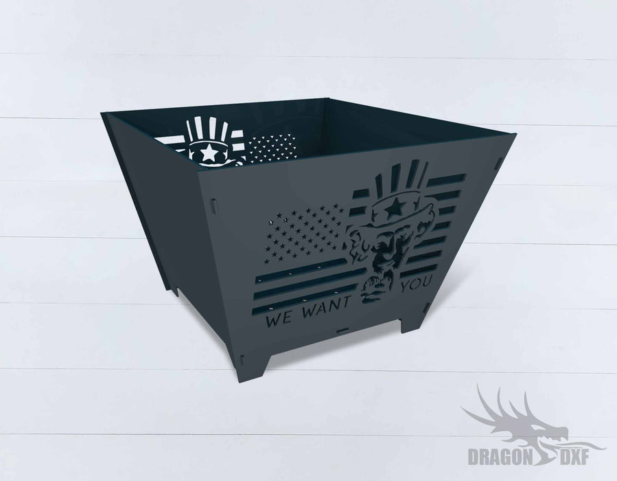 Collapsible Customize Firepit We Want You - Cut and Assemble - DXF Downloadable File
