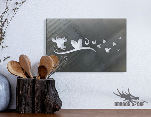 Cow Design 2- Farm Animals - Cow with hearts - DXF Download